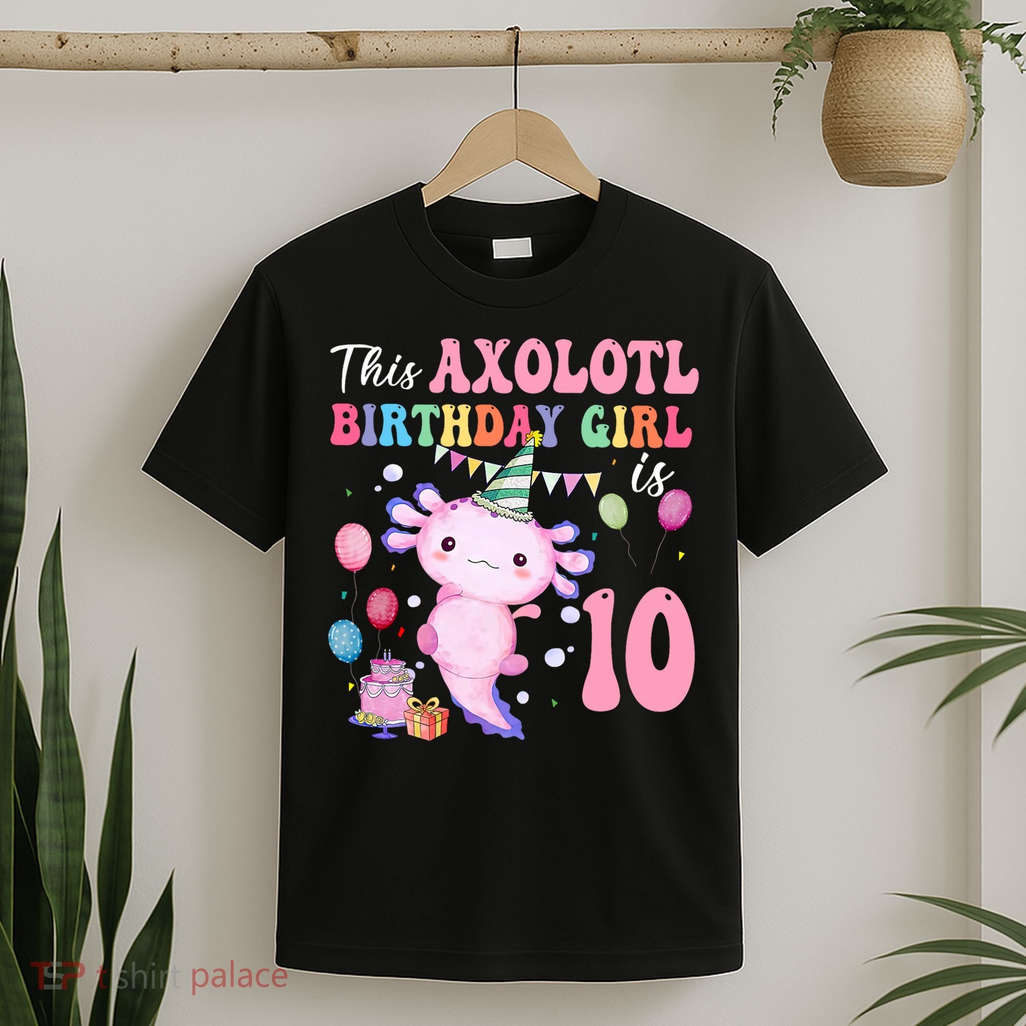 This Axolotl Birthday Girl Is 10 Years Old 10th Bday Party T-Shirt