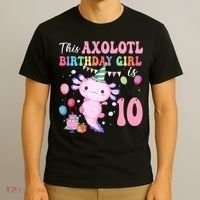 This Axolotl Birthday Girl Is 10 Years Old 10th Bday Party T-Shirt thumb 3