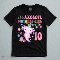 This Axolotl Birthday Girl Is 10 Years Old 10th Bday Party T-Shirt thumb 5