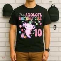 This Axolotl Birthday Girl Is 10 Years Old 10th Bday Party T-Shirt thumb 6