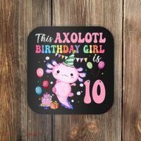 This Axolotl Birthday Girl Is 10 Years Old 10th Bday Party Coaster thumb 0