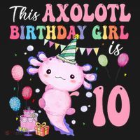 This Axolotl Birthday Girl Is 10 Years Old 10th Bday Party Women's Hoodie thumb 2