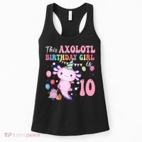 This Axolotl Birthday Girl Is 10 Years Old 10th Bday Party Women's Tank Top thumb 0