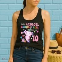 This Axolotl Birthday Girl Is 10 Years Old 10th Bday Party Women's Tank Top thumb 2