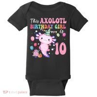 This Axolotl Birthday Girl Is 10 Years Old 10th Bday Party Baby Bodysuit thumb 0