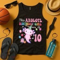 This Axolotl Birthday Girl Is 10 Years Old 10th Bday Party Tank Top thumb 4