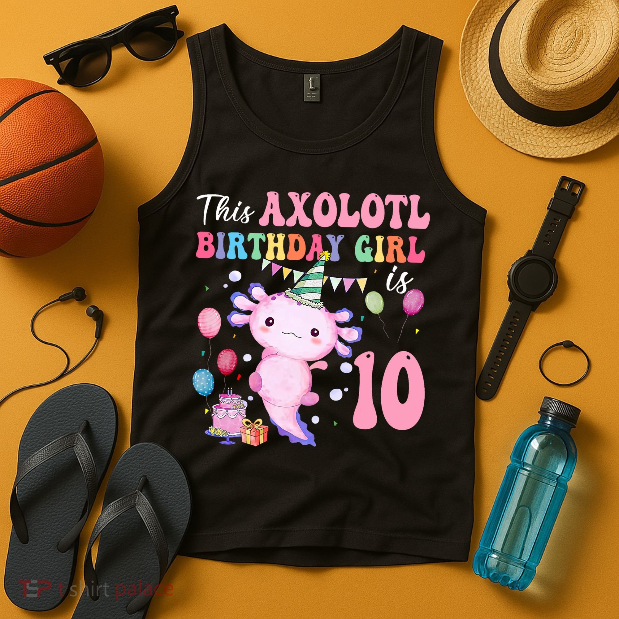 This Axolotl Birthday Girl Is 10 Years Old 10th Bday Party Tank Top