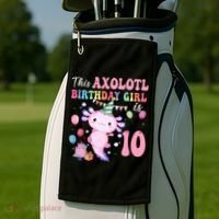 This Axolotl Birthday Girl Is 10 Years Old 10th Bday Party Golf Towel thumb 2