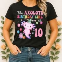 This Axolotl Birthday Girl Is 10 Years Old 10th Bday Party Women's T-Shirt thumb 2
