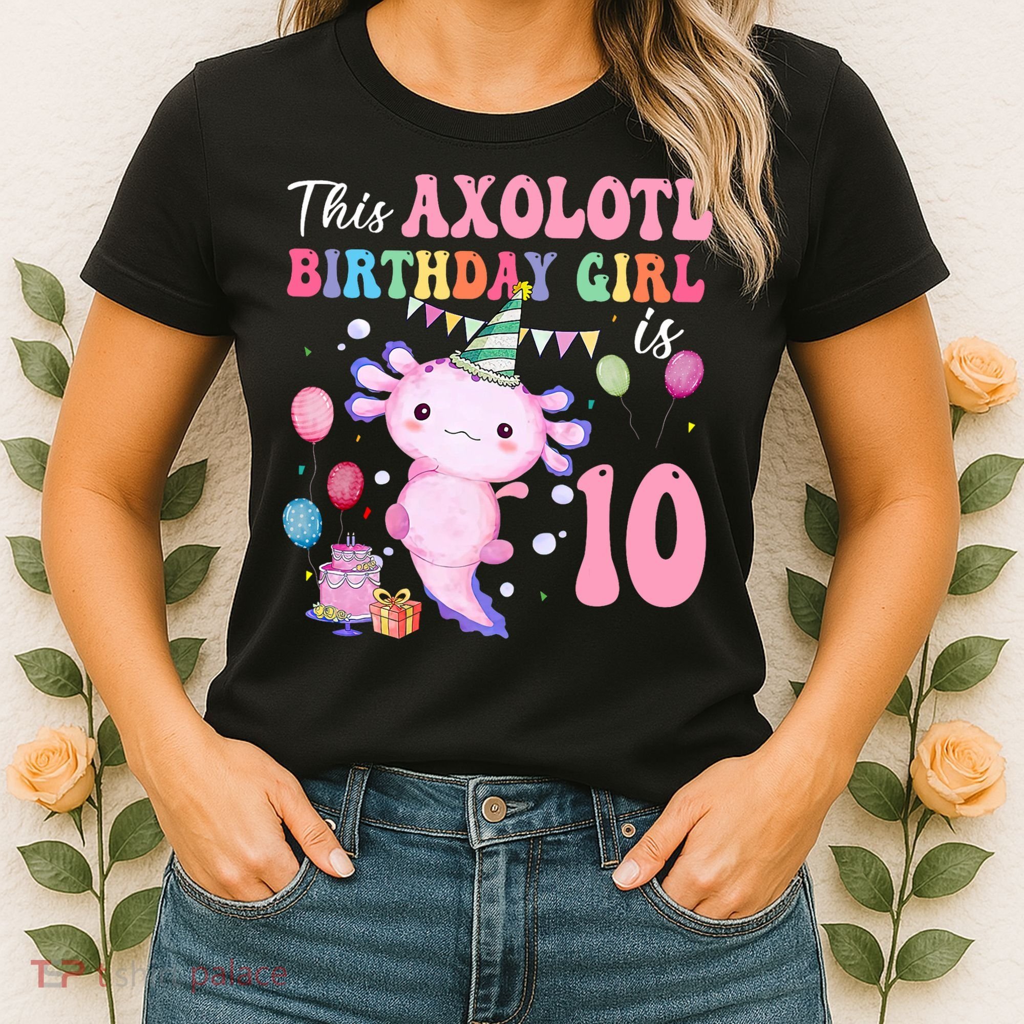This Axolotl Birthday Girl Is 10 Years Old 10th Bday Party Women's T-Shirt