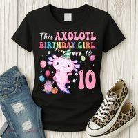 This Axolotl Birthday Girl Is 10 Years Old 10th Bday Party Women's T-Shirt thumb 3