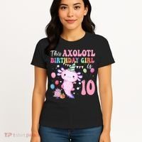 This Axolotl Birthday Girl Is 10 Years Old 10th Bday Party Women's T-Shirt thumb 4
