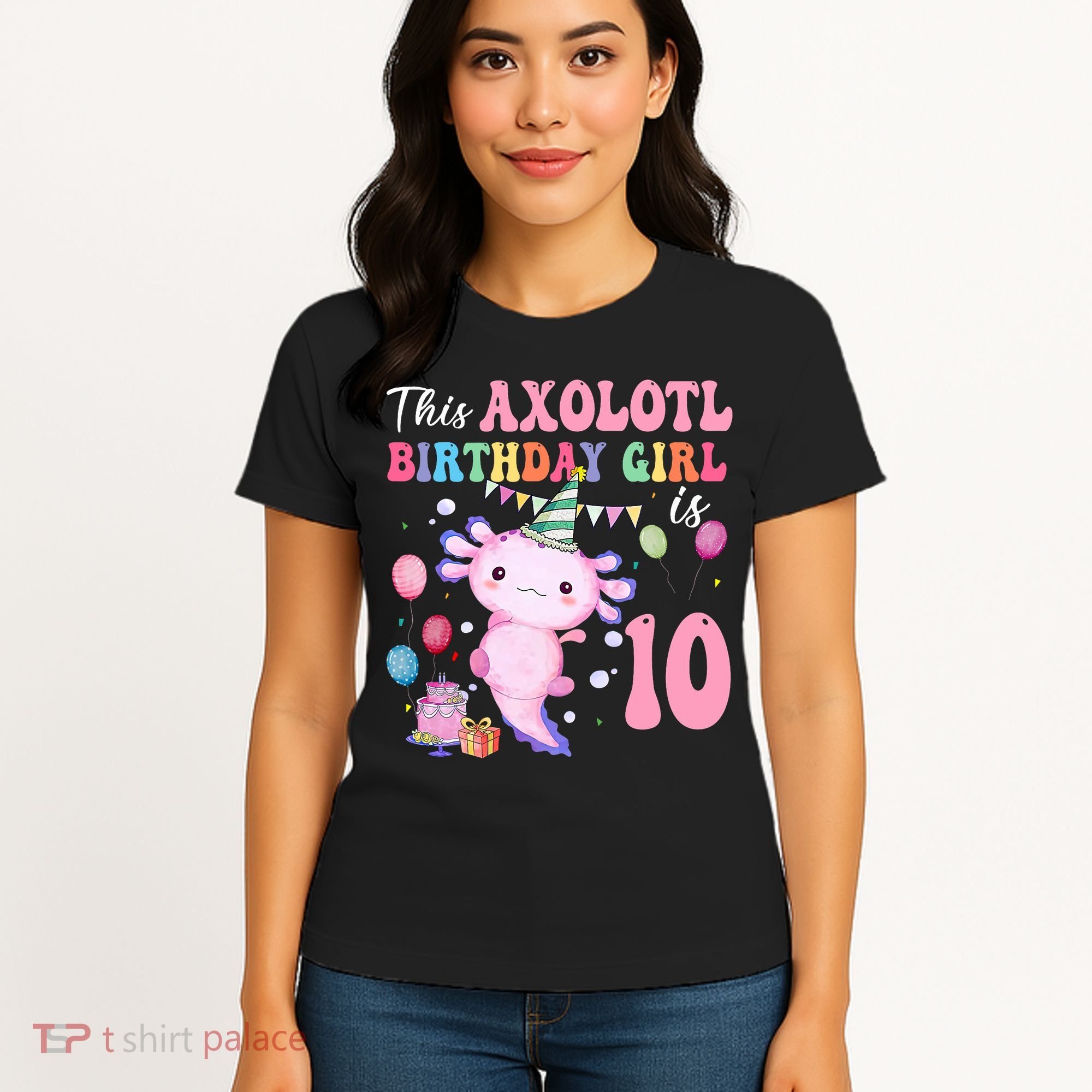 This Axolotl Birthday Girl Is 10 Years Old 10th Bday Party Women's T-Shirt