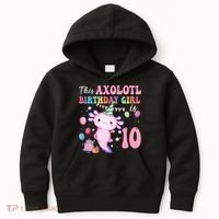 This Axolotl Birthday Girl Is 10 Years Old 10th Bday Party Kids Hoodie thumb 0