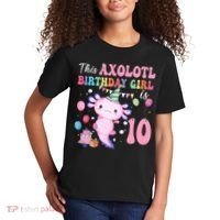 This Axolotl Birthday Girl Is 10 Years Old 10th Bday Party Kids T-Shirt thumb 2