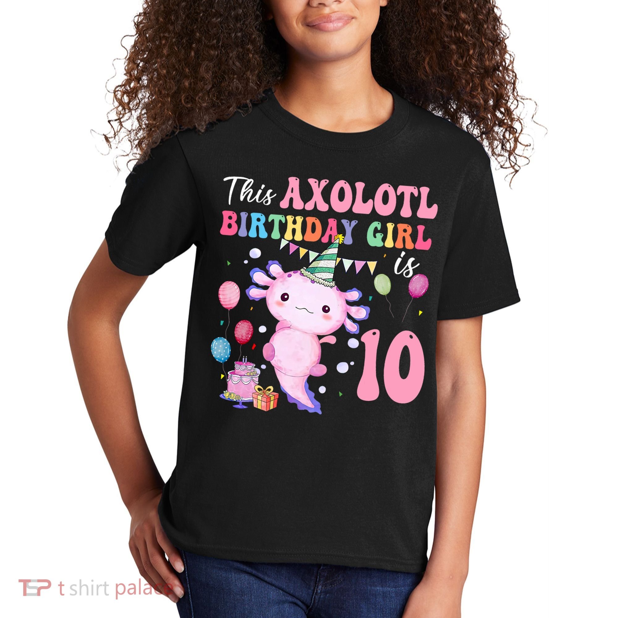 This Axolotl Birthday Girl Is 10 Years Old 10th Bday Party Kids T-Shirt