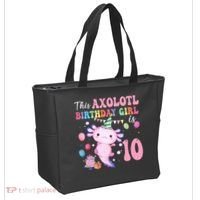 This Axolotl Birthday Girl Is 10 Years Old 10th Bday Party Tote Bag thumb 2