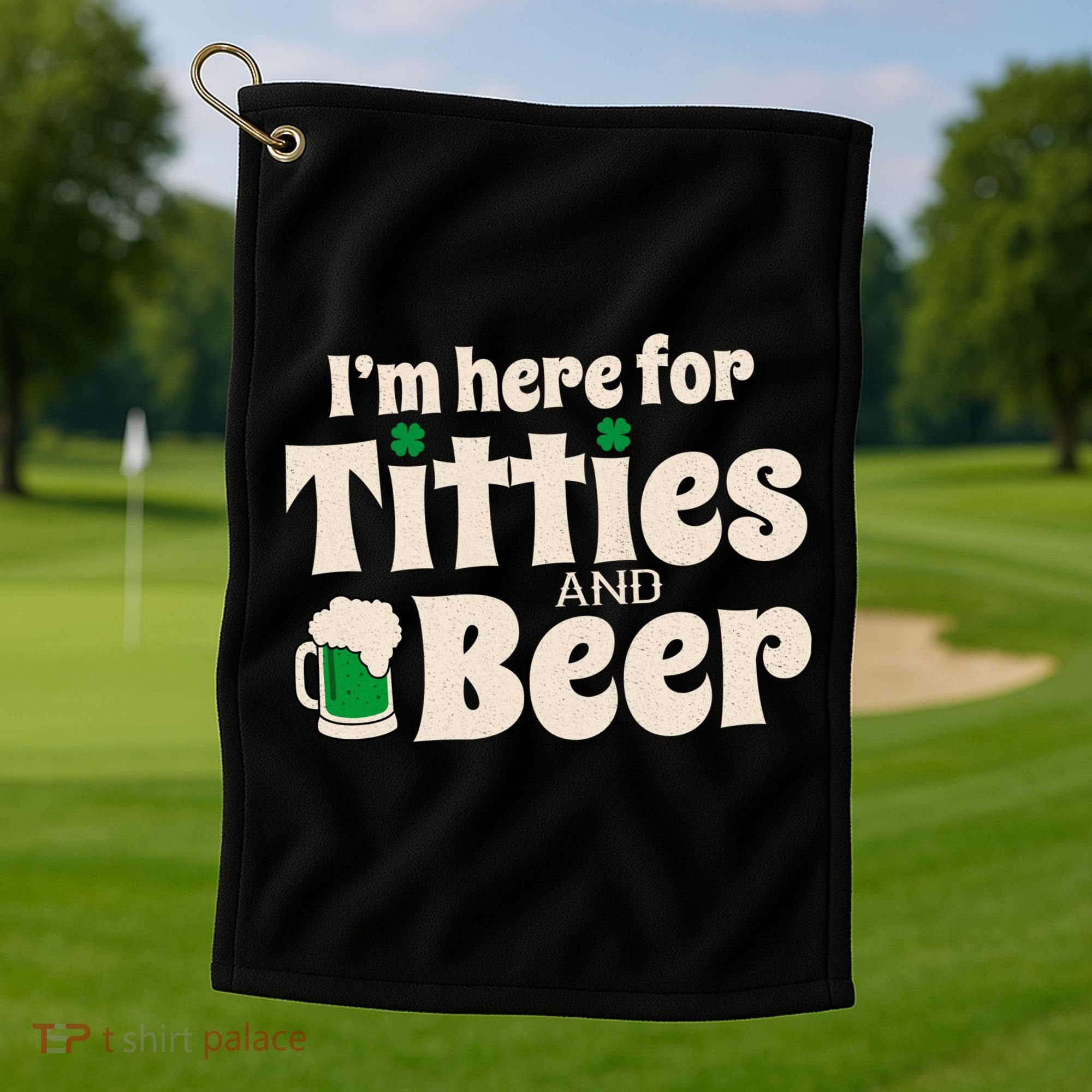 Titties And Beer Funny St Patricks Day Golf Towel