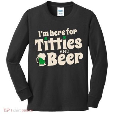 Titties And Beer Funny St Patricks Day Kids Long Sleeve Shirt