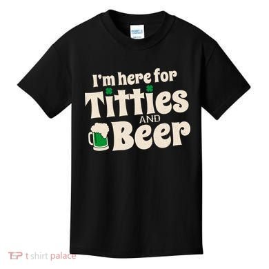 Titties And Beer Funny St Patricks Day Kids T-Shirt