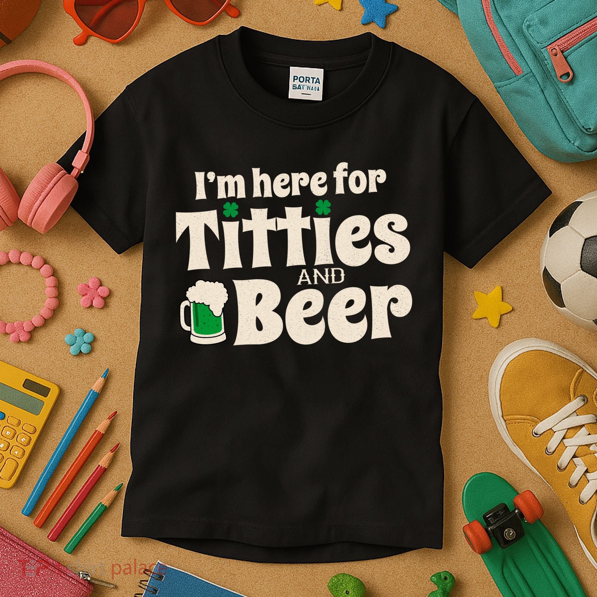 Titties And Beer Funny St Patricks Day Kids T-Shirt