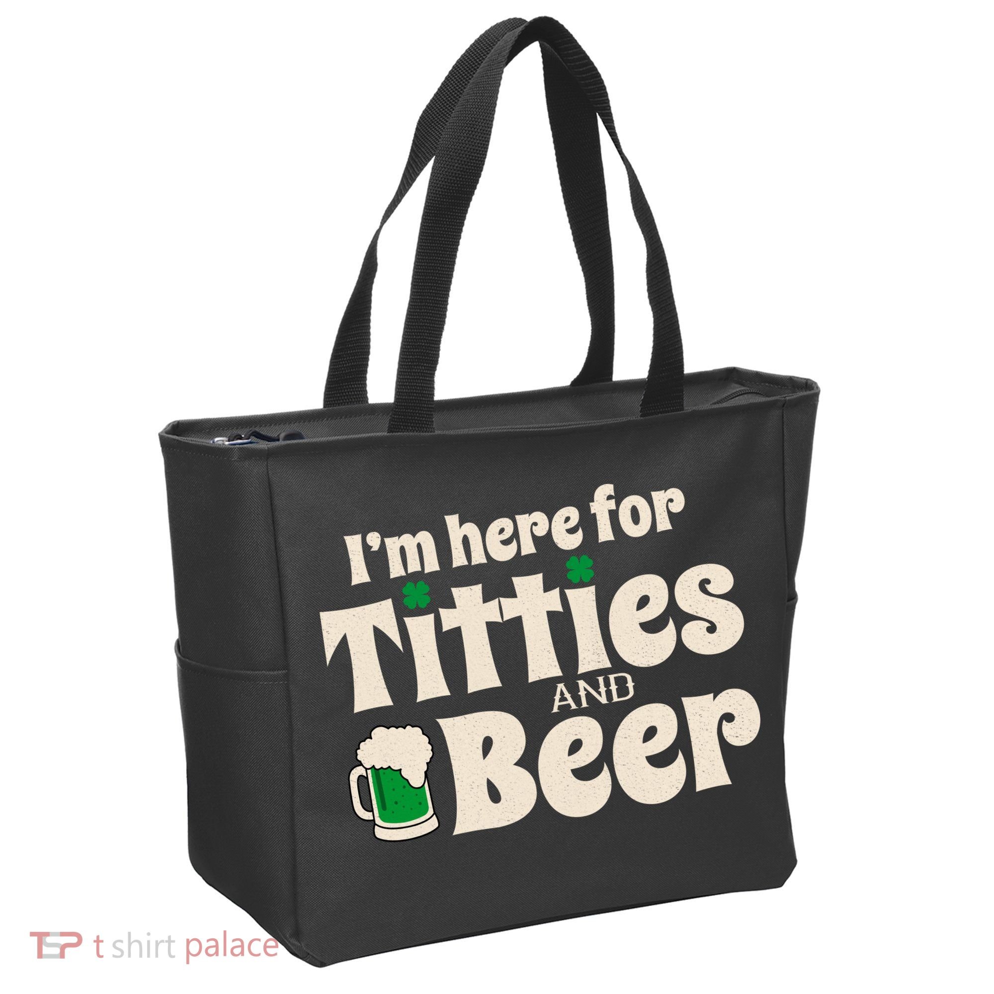 Titties And Beer Funny St Patricks Day Tote Bag