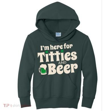 Titties And Beer Funny St Patricks Day Kids Hoodie