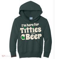 Titties And Beer Funny St Patricks Day Kids Hoodie thumb 0
