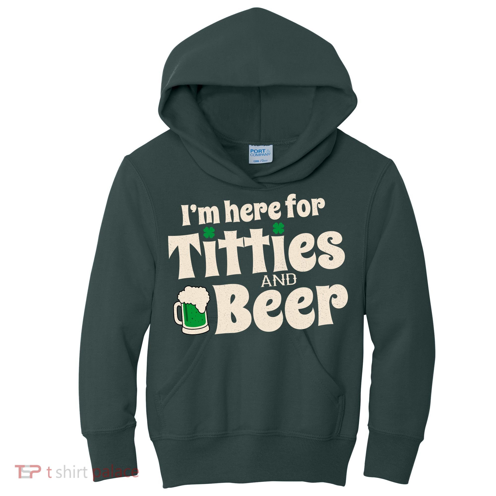 Titties And Beer Funny St Patricks Day Kids Hoodie