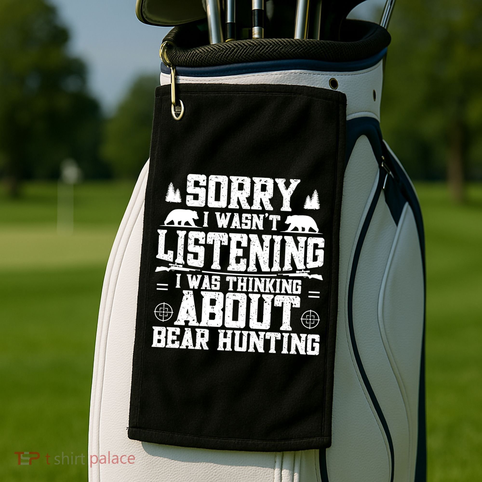 Thinking About Bear Hunting Bear Hunter Gift Golf Towel