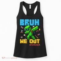 Teacher Appreciation Bruh We Out Gamer Pixel Style Summer Women's Tank Top thumb 0