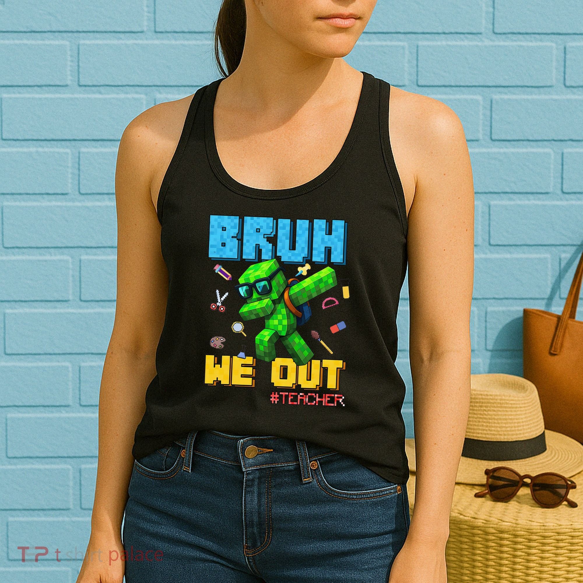 Teacher Appreciation Bruh We Out Gamer Pixel Style Summer Women's Tank Top