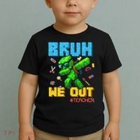 Teacher Appreciation Bruh We Out Gamer Pixel Style Summer Toddler T-Shirt thumb 2