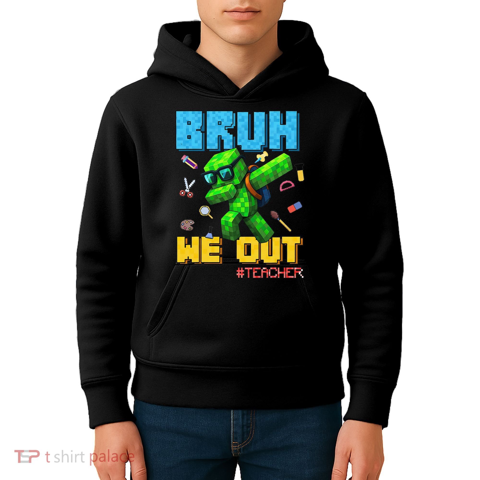 Teacher Appreciation Bruh We Out Gamer Pixel Style Summer Kids Hoodie
