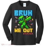Teacher Appreciation Bruh We Out Gamer Pixel Style Summer Kids Long Sleeve Shirt thumb 0