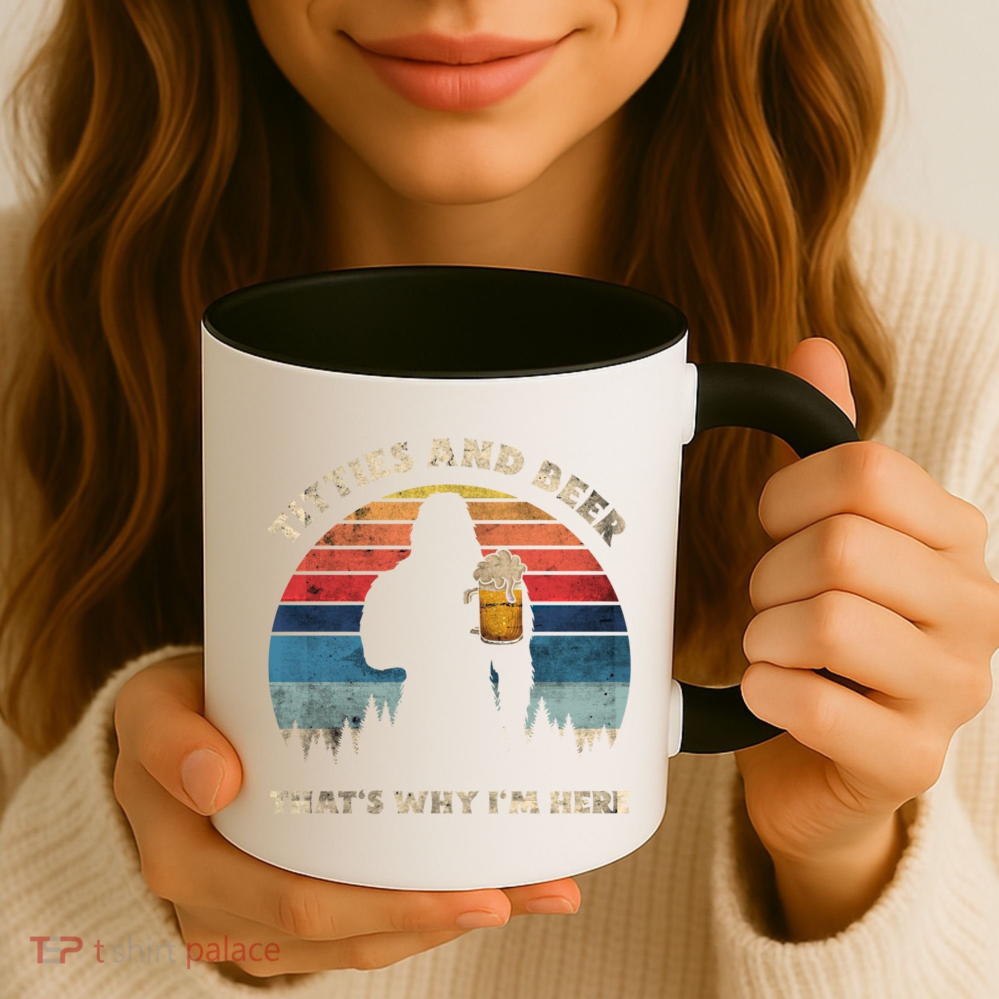 Titties And Beer That’s Why Im Here Oktoberfest Funny Ape Gift Coffee Mug
