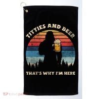Titties And Beer That’s Why Im Here Oktoberfest Funny Ape Gift Golf Towel thumb 0