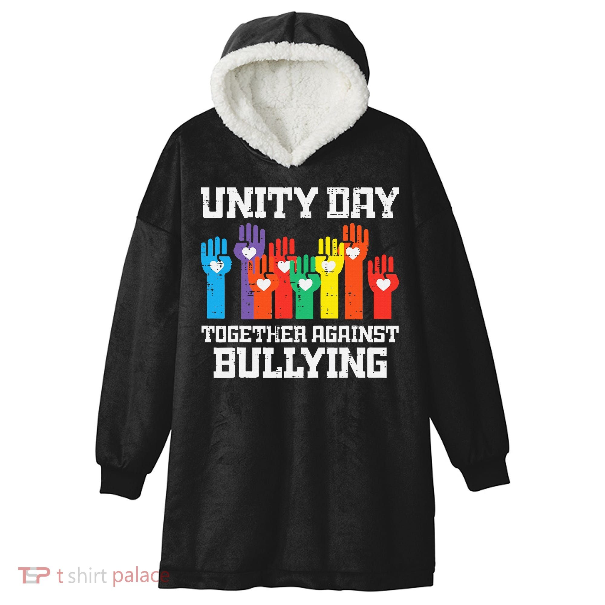 Together Against Bullying Orange Anti Bully Unity Day Hooded Wearable Blanket