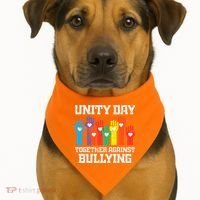 Together Against Bullying Orange Anti Bully Unity Day USA-Made Doggie Bandana thumb 1