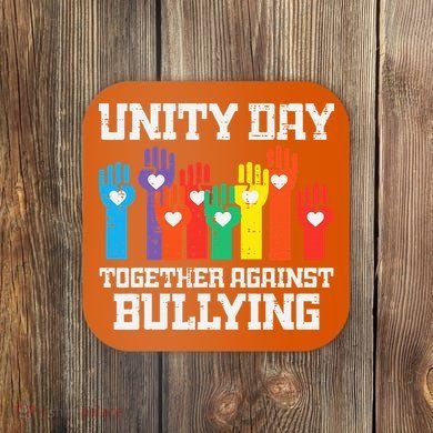 Together Against Bullying Orange Anti Bully Unity Day Coaster
