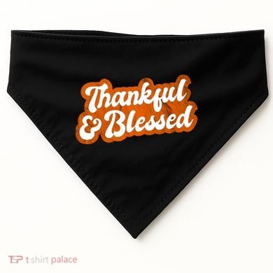 Thankful And Blessed Retro Distressed Logo USA-Made Doggie Bandana