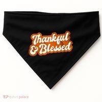 Thankful And Blessed Retro Distressed Logo USA-Made Doggie Bandana thumb 0