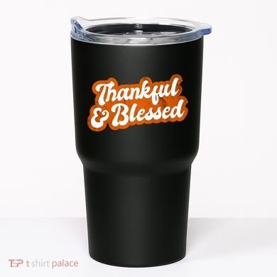 Thankful And Blessed Retro Distressed Logo Tumbler
