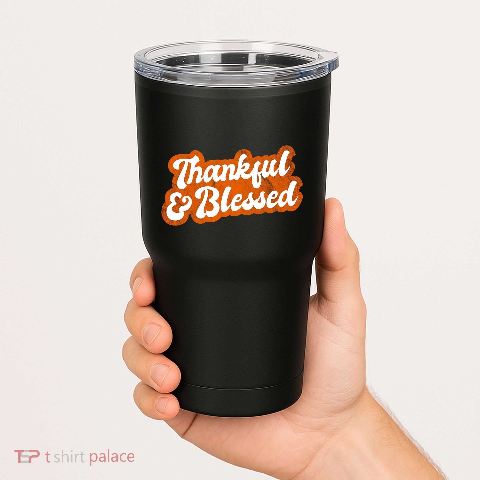 Thankful And Blessed Retro Distressed Logo Tumbler
