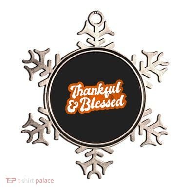 Thankful And Blessed Retro Distressed Logo Ornament