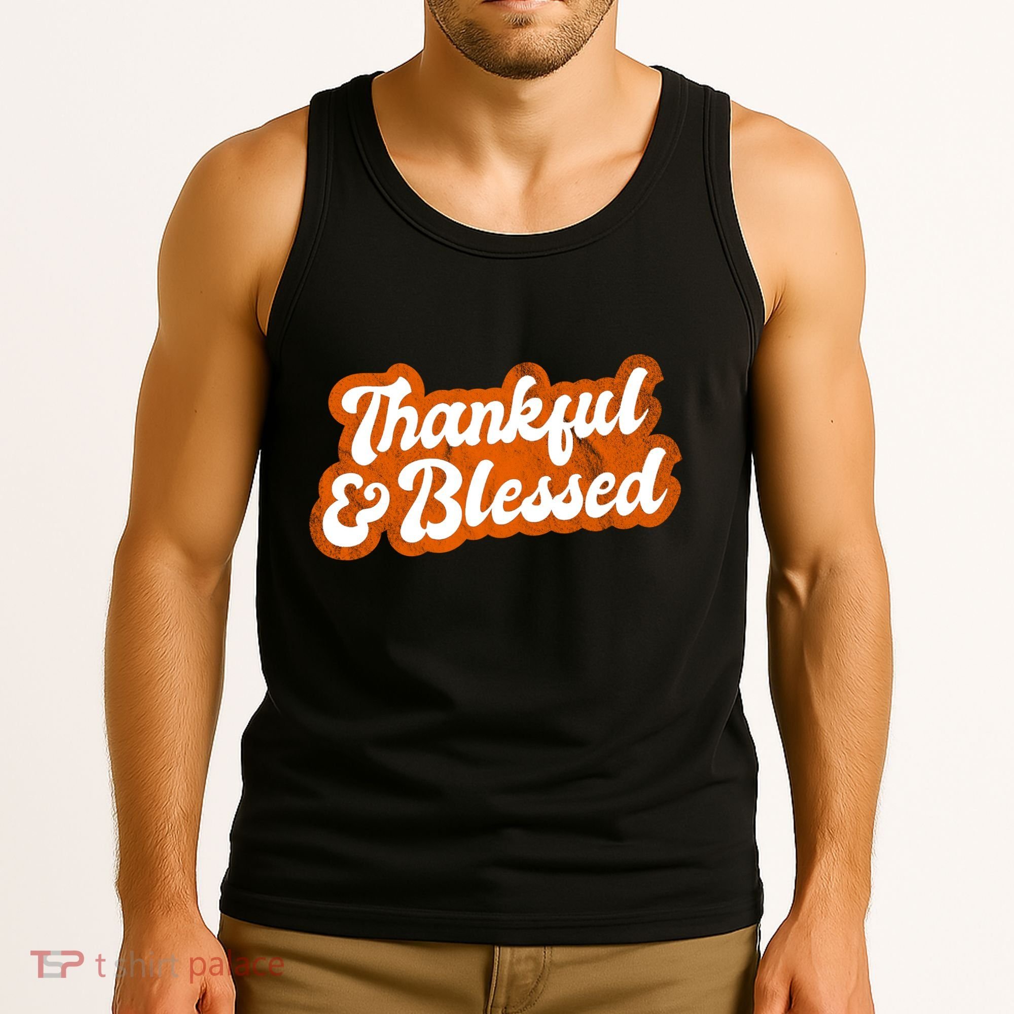 Thankful And Blessed Retro Distressed Logo Tank Top