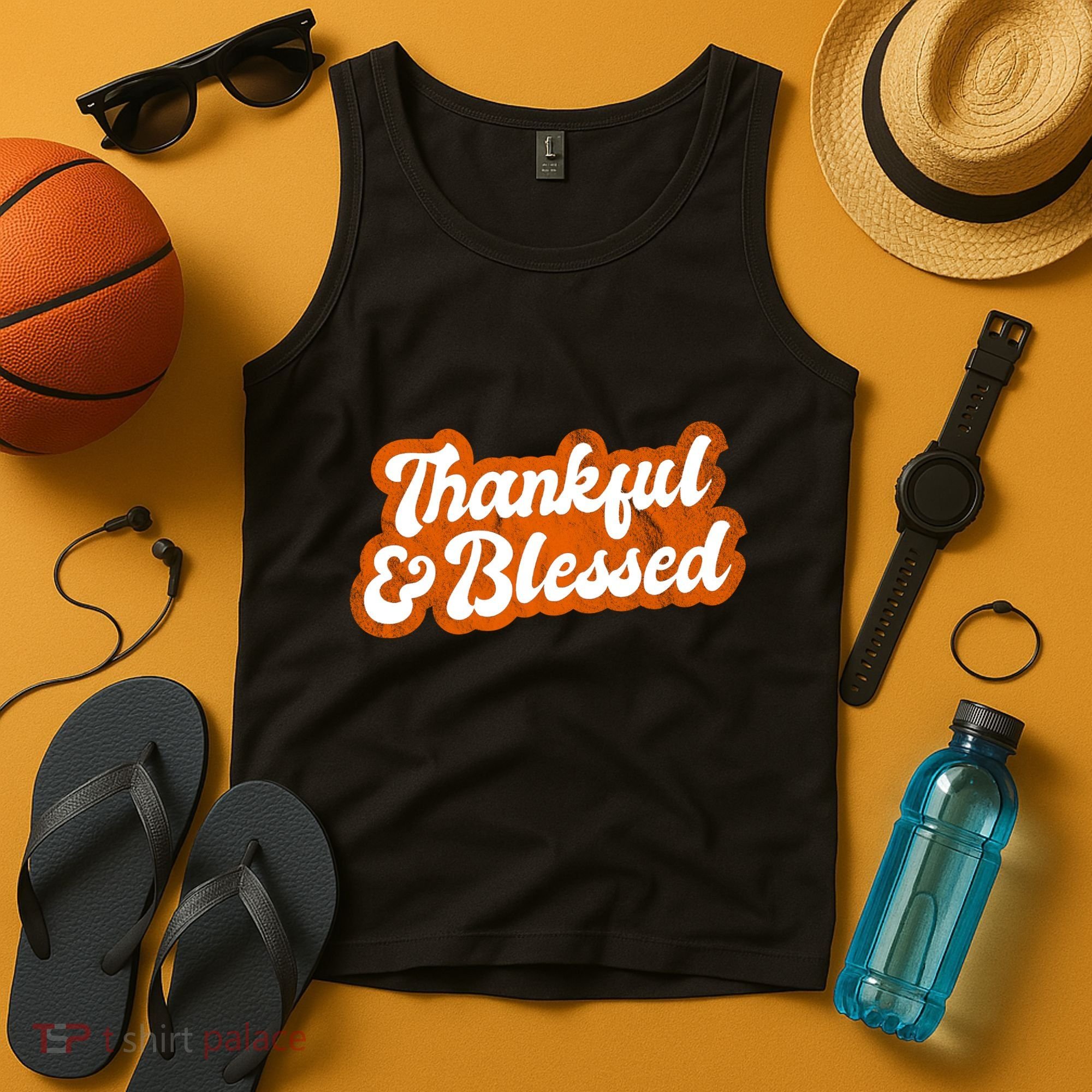 Thankful And Blessed Retro Distressed Logo Tank Top