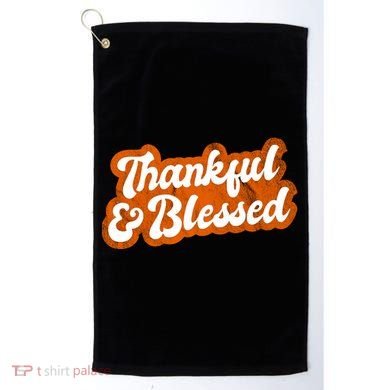 Thankful And Blessed Retro Distressed Logo Golf Towel