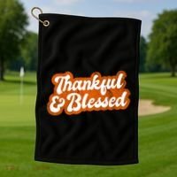 Thankful And Blessed Retro Distressed Logo Golf Towel thumb 1