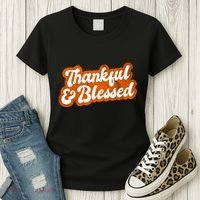 Thankful And Blessed Retro Distressed Logo Women's T-Shirt thumb 3